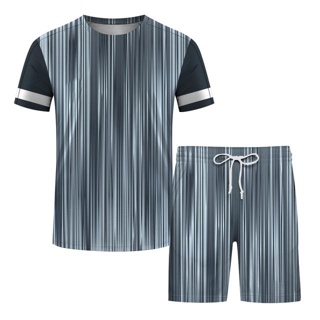 Odzież treningowa topy spodenki 2 sztuki dla mężczyzn kolarstwo na świeżym powietrzu strój sportowy męski dres codzienny O-neck zestawy z krótkim rękawem stroje