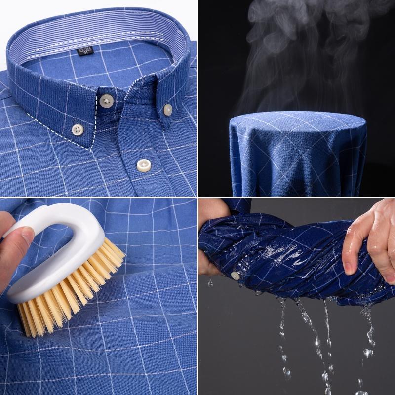 Men Social Shirts Long Sleeve 100% Pure Cotton Oxford Soft Buttoned Plaid Formal Male Clothes Oversized Shirt Plus Size 6XL 7XL