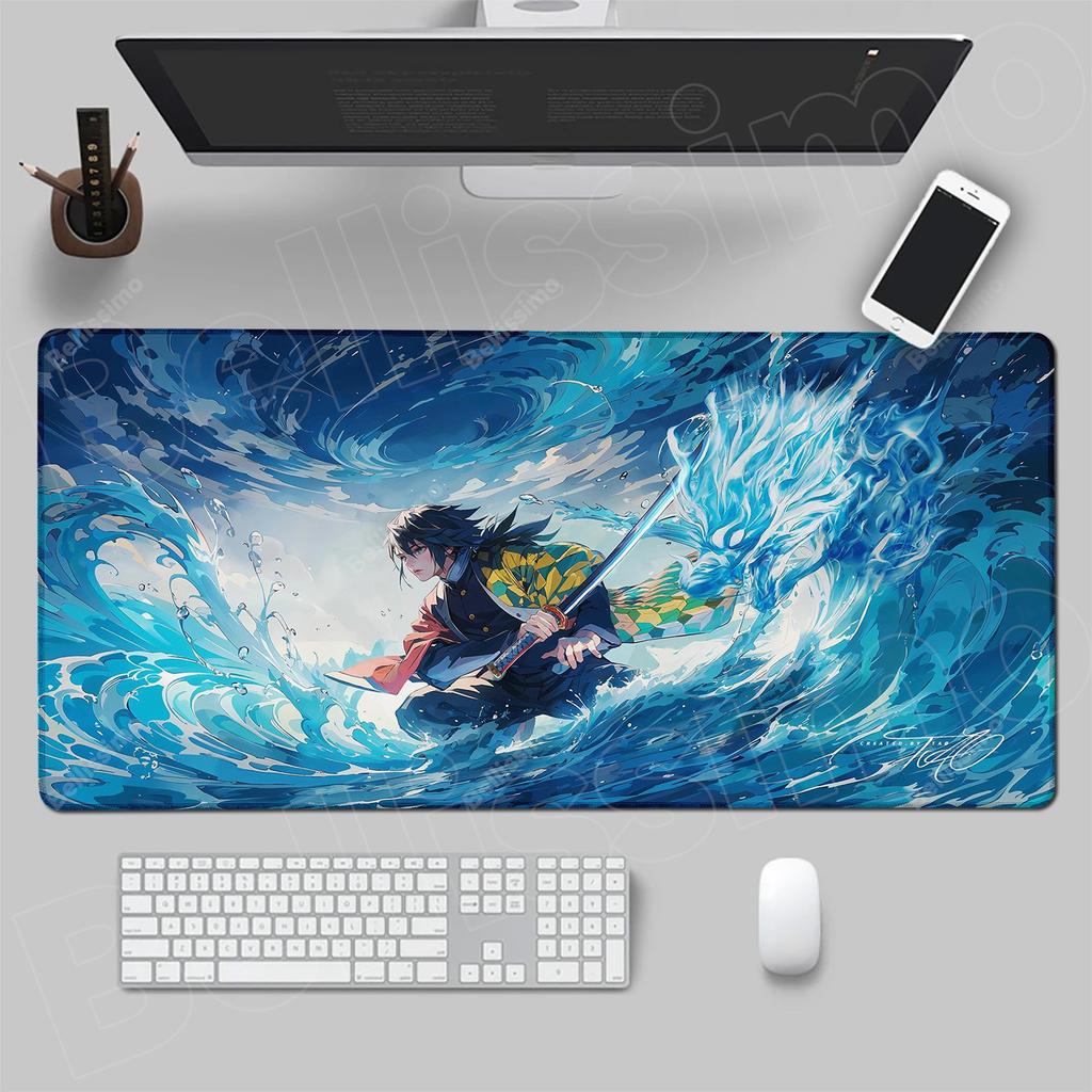 Tappetini Mouse Anime Demon Slayer Kimetsu No Yaiba Tappetino Mouse Gaming Laptops Tastiera Deskmat Accessori PC Protezione Scrivania Tappetino Gamer