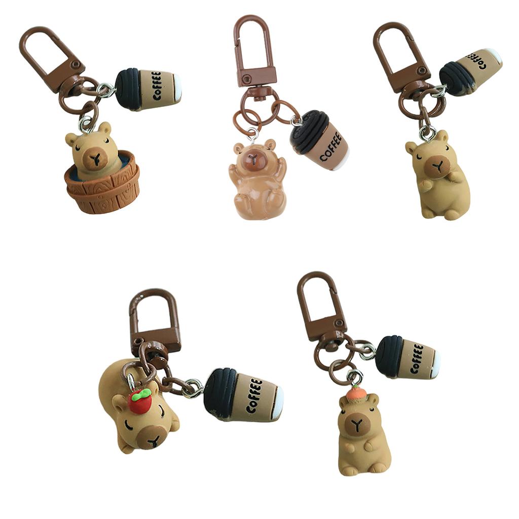 Cute Capybara 3D Keychain Cartoon Resin Animal Keyring Bag Pendant Fashion Accessory for Backpack and Phone Decoration