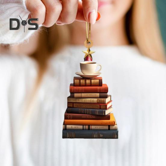 Christmas Tree Pendant Acrylic Tree Shape Book Cucumber Ornament Xmas Tree Hanging Decoration for Indoor Outdoor Winter Decor