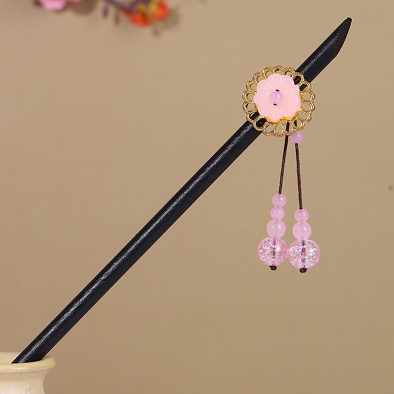 Vintage Tassel Wooden Hairpin for Women - Imitation Ebony Hanfu Accessory, Ancient Style Costume Hairpin