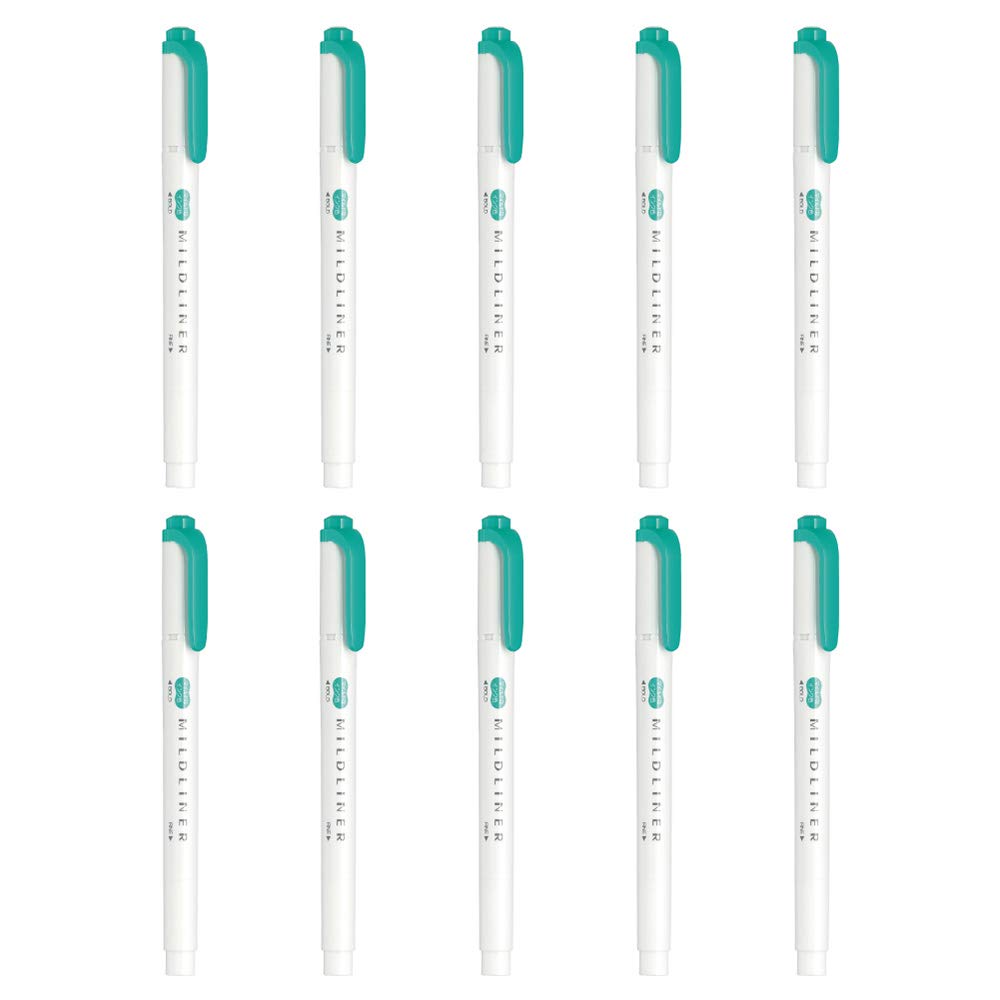 Zebra Mildliner Highlighter Mild Summer Pens, Green, 10-Pack, B-WKT7-MSG