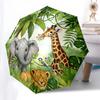 1 Pezzo Ombrello Animali della Giungla-8 Stecche Rinforzate Portatile Pieghevole da Viaggio Adatto a Tutte le Stagioni Outdoor Quotidiano, Design Divertente-Z0446