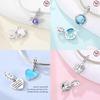 Original Copper Certified Pink Shell Pearl Blue Zircon Petals Beads Fit Women Woman Gift Phone Charms Diy Accessory