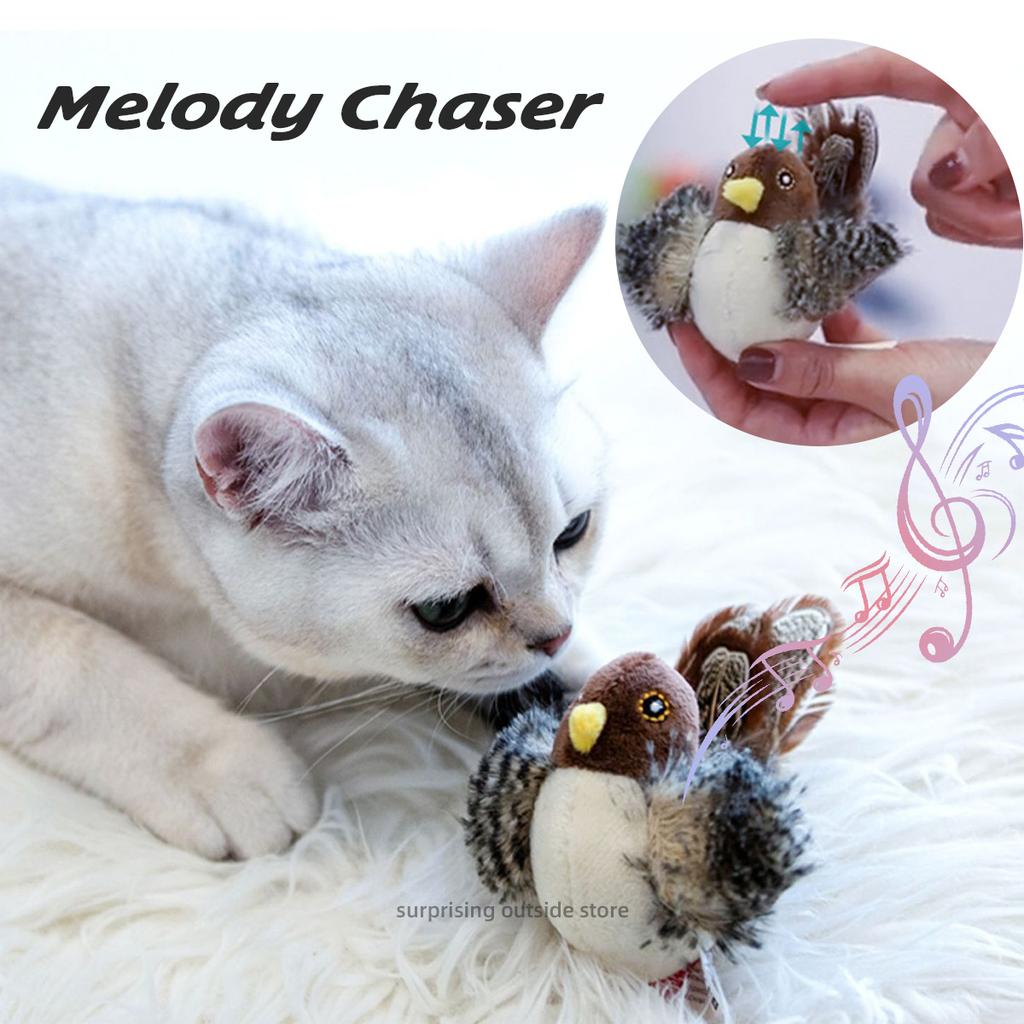 Interactive Plush Toys for Cat Squeak Cat Toy Bird Sparrow Catnip Toys Vivid Chirping Simulation Bird Interactive Cat Toy