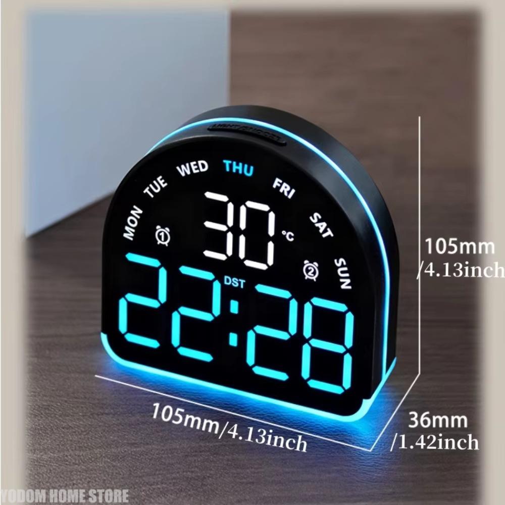 USB Powered Digital Alarm Clock with Ambient Light Temperature Date 3 Levels of Brightness Desktop Clock Dimmable LED Clock