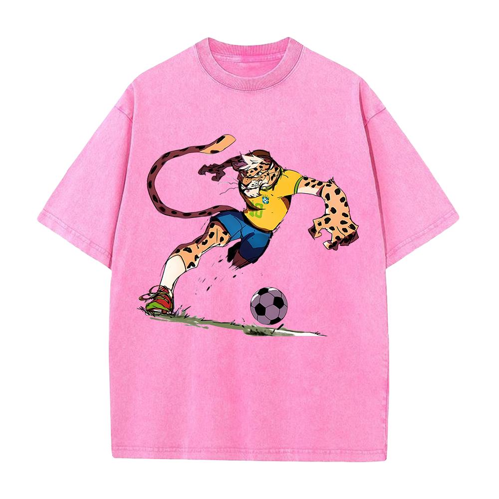 Beast Football Anime Aufdruck T-Shirt Herren Damen Kleidung Vintage Gewaschen Übergroßes T-Shirt Sommer Kurzarm Oberteile
