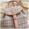 Schoolbag simple Korean version of textured women's bag fashion trend 1011 new backpack niche plaid shoulder messenger bag