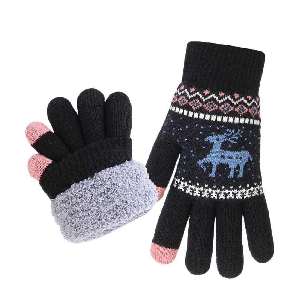 Fleece Lining Winter Gloves Thickened Knitted Gloves Fashion Warm Gloves  Women Men