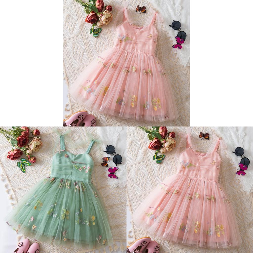 Princess Girl Summer Dress With Embroidered Flowers For Toddlers