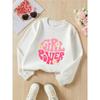 European Sizes Girls' Crewneck Sweatshirt - Girl Power Flower Design Print , Sportswear And Casual Wear, Soft And Comfortable