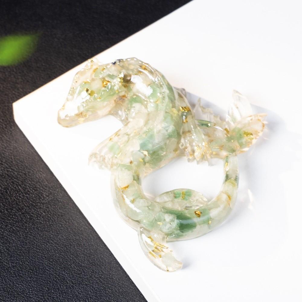 Dragon Resin Crystal Figurine Home Decor With Natural Gemstone Chips For Gift Collectors