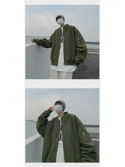 Męska modna kurtka pilotka w stylu amerykańskim high street - Wszechstronna, Przystojna, Codzienna, w stylu baseballowym oversize.