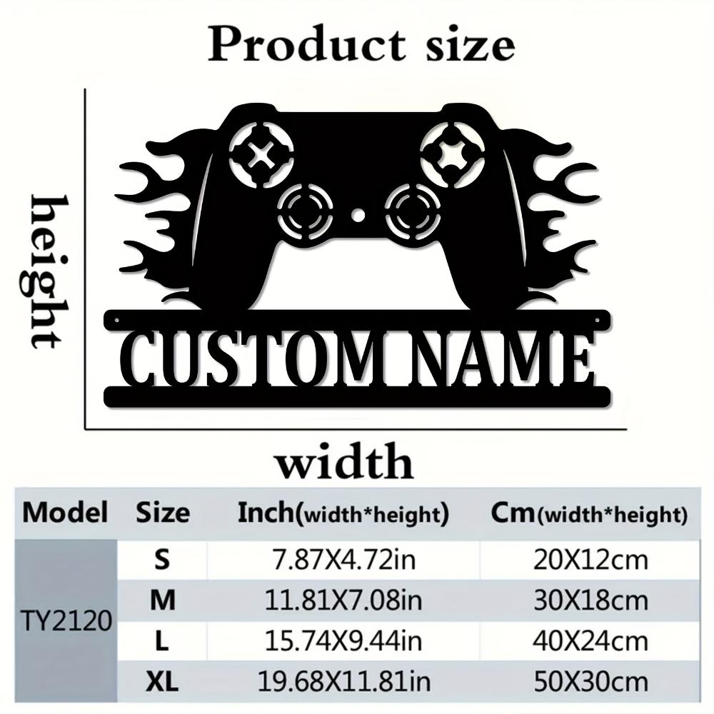 Custom Gamer Metal Wall Art Personalized Name Sign Man Cave Gaming Room Decor 20cm