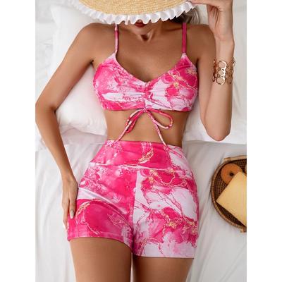 Bikini a Fasce 2025 Donna Vita Alta Costume da Bagno Tie Dye Coulisse Costumi da Bagno Femminili Costumi da Bagno Costumi da Bagno Costumi da Bagno da Spiaggia