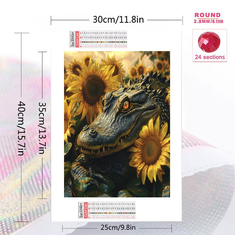 Crocodile Pattern  3pcs 100% Round Full Drill 5D DIY Diamond Painting Embroidery Cross Stitch Rhinestone Décor