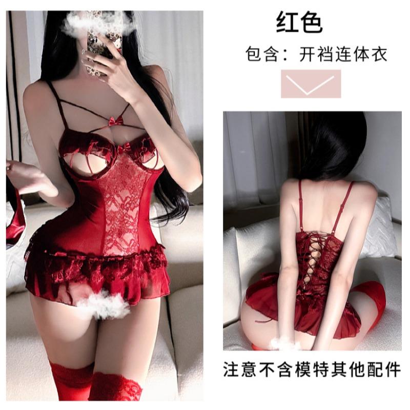 Sexy underwear transparent slim-fitting small breasts gather court vest sexy lace hollow open onesie