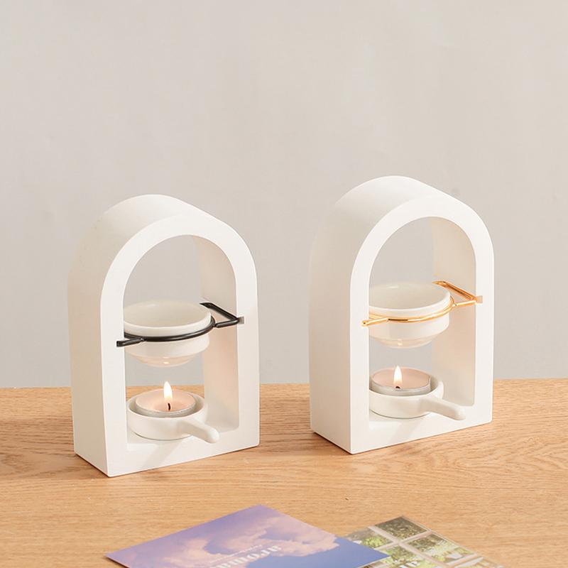 1 Stück Rahmen Dekorativer Bogen Stabil Gips Glatt Brenner Modern Aromatherapie Mehrzweck Kerzenlampe Wärmeeffizient
