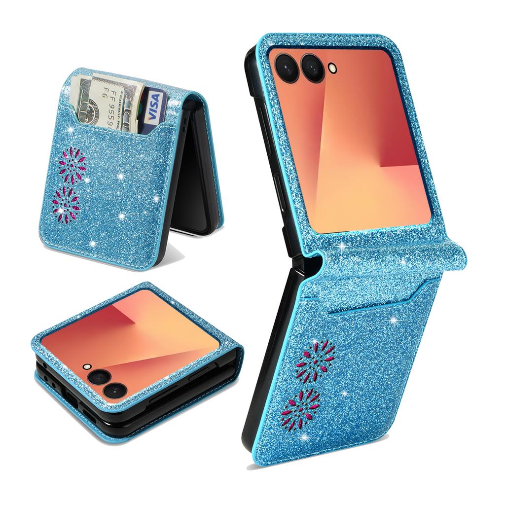 Für Samsung Galaxy Z Flip 8 7E 7 6 5 4 Glitzer Bling Schutz Handyhülle Mit Geldbörse Kartenhalter Leder Stoßfeste Abdeckung
