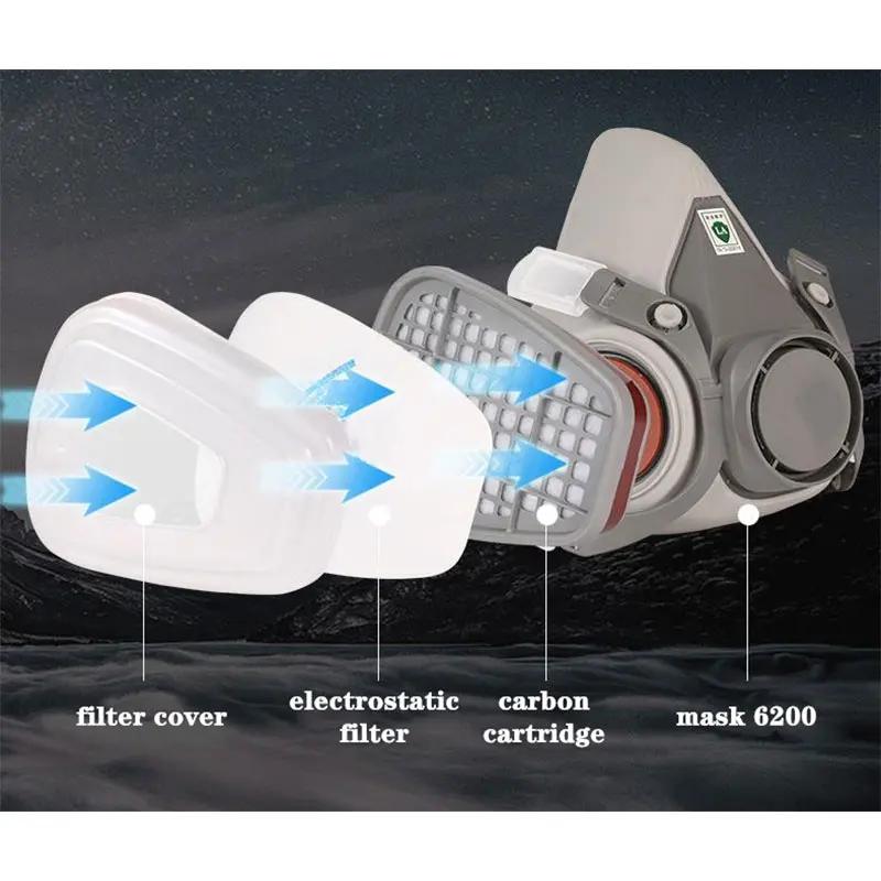 Chemical Half Face 6200 Dustproof Respirator Industrial Painting Spraying  Mask with Protective Fog-proof Glasses Safety Work