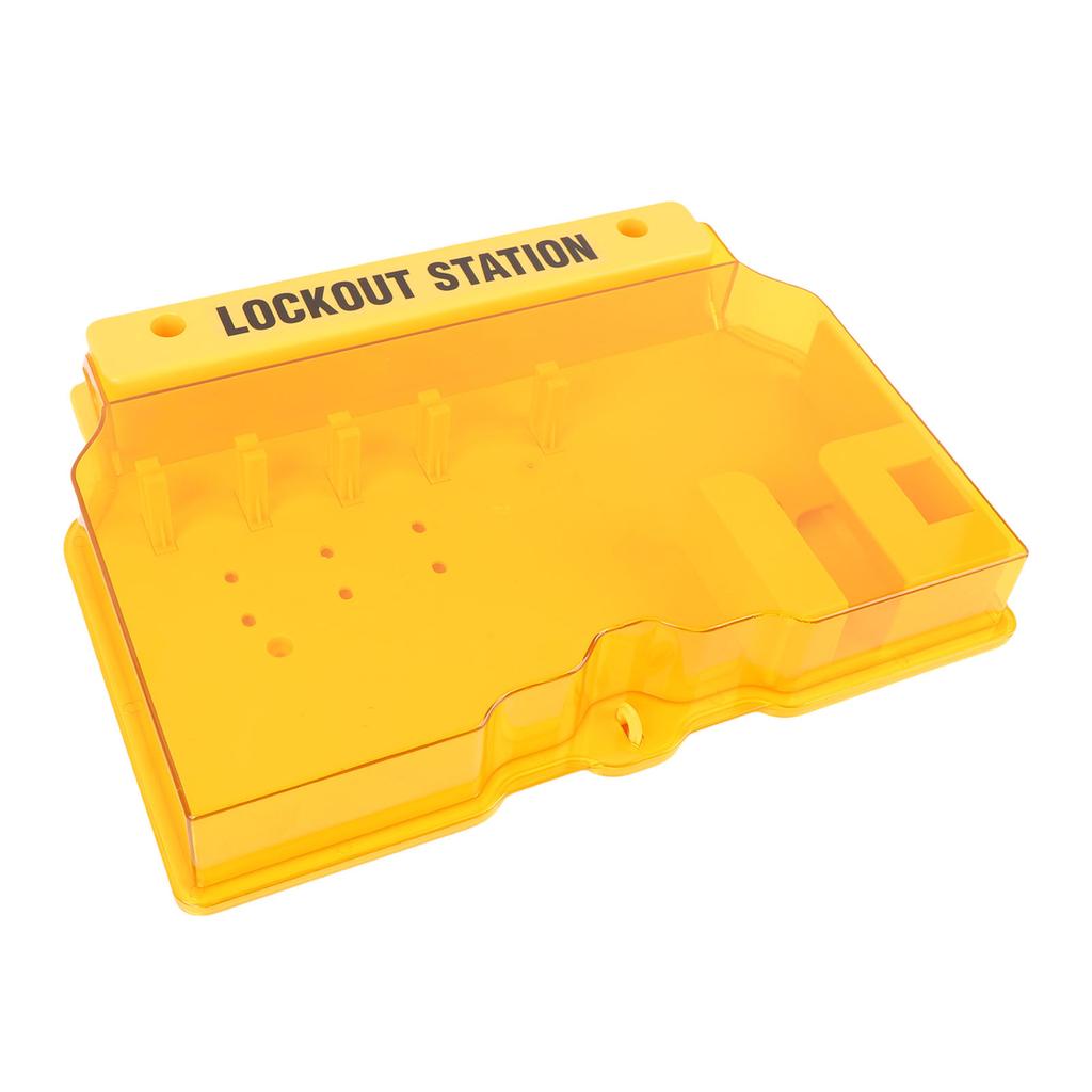 Lockout Tagout Station PC Wall Mount Lock Out Tag Out Kit Board with Wall Plugs Screws for Industry Yellow