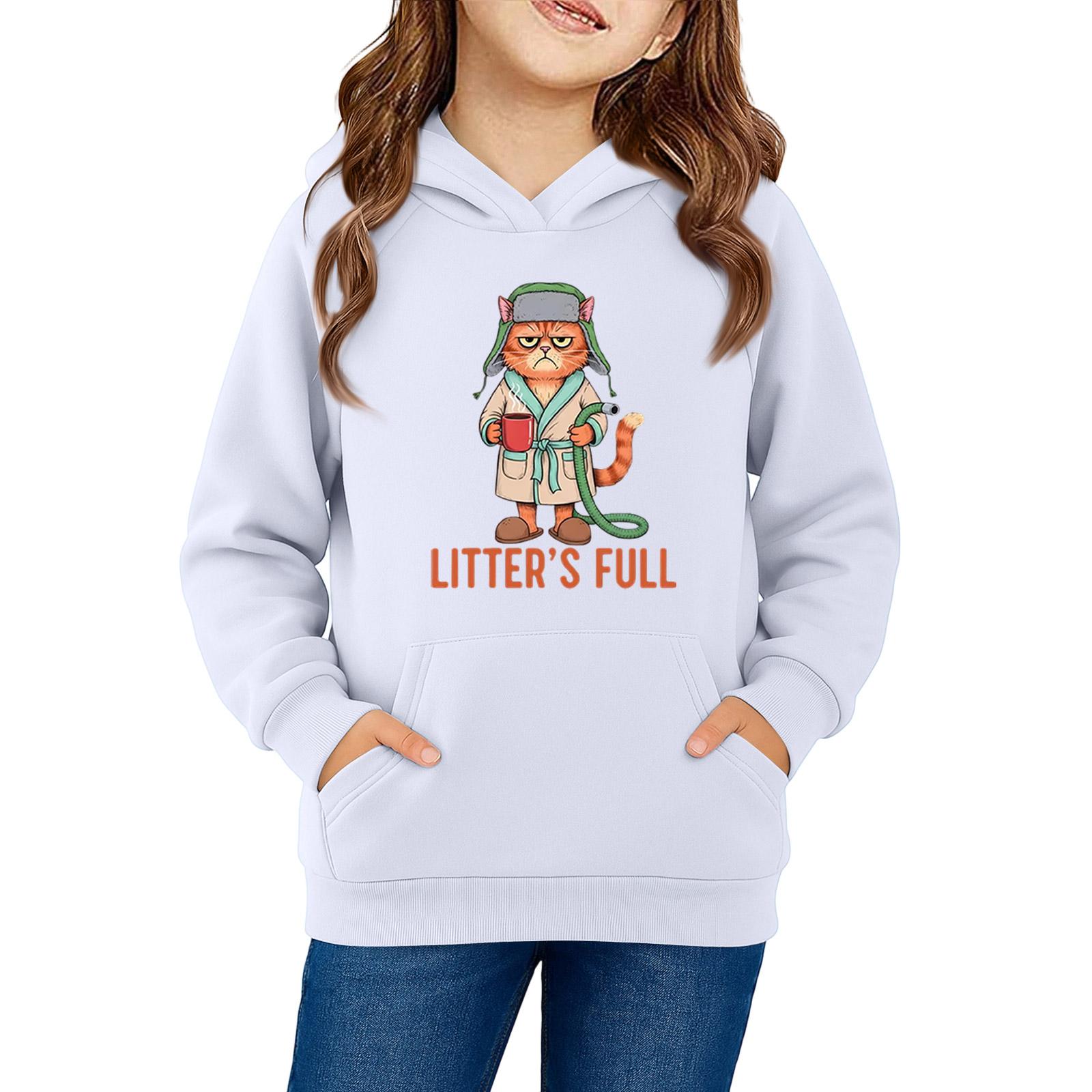 

Толстовки для девочек-подростков, толстовки с длинным рукавом, пуловер с завязками, симпатичная толстовка большого размера 140 белый