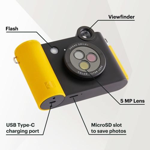 Kodak SMILE+ Instant Print Camera, 2x3'', Black