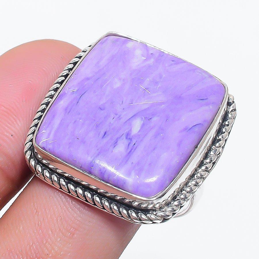 Charoite Gemstone 925 Sterling Silver Jewelry Ring Size 9.5