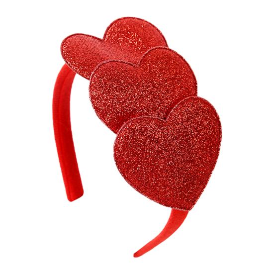 Tiara de Dia dos Namorados Glitter Vermelho Rosa Coração Faixa de Cabelo Brilhante Fofa Acessórios de Cabelo de Orelha para Dia dos Namorados Aniversário Festa de Casamento Fantasia