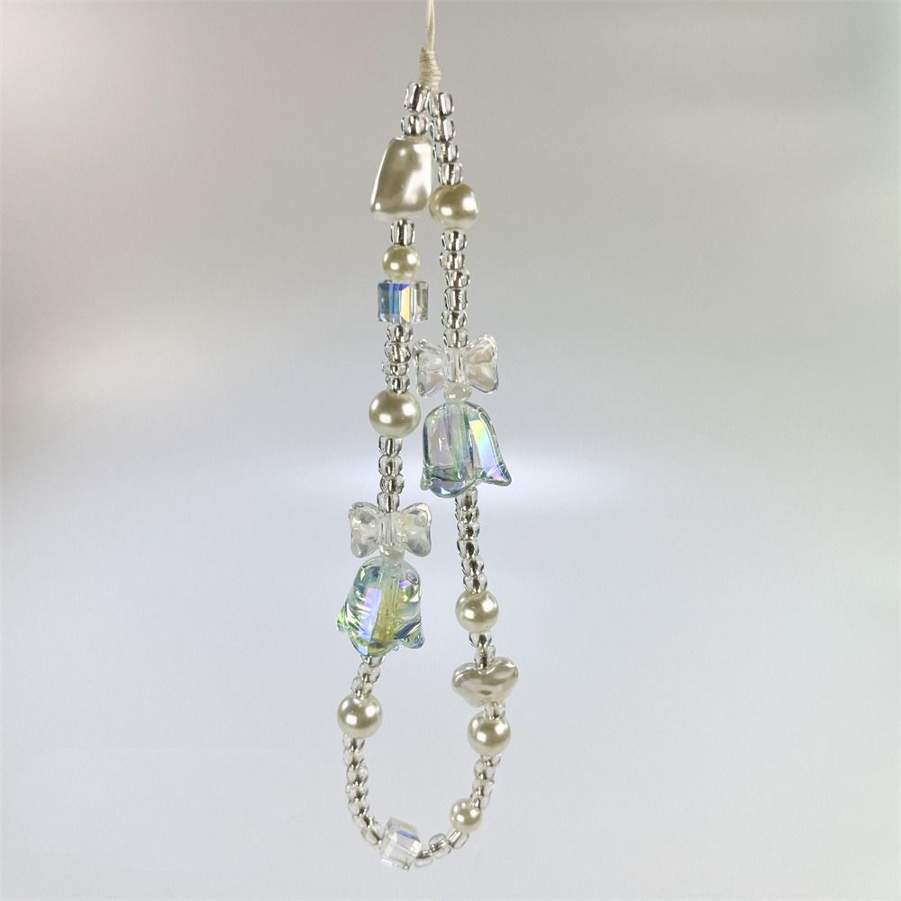 Y2K Silver Phone Lanyard Sweet Girl Beads Phone Chain Cell Phone Strap  Bracelet Keychain