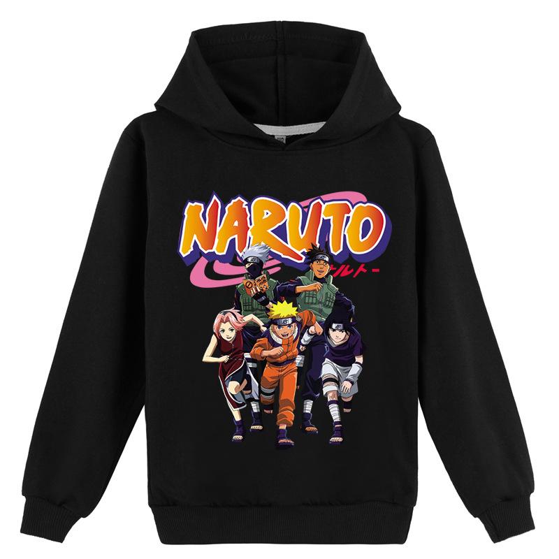 Japanese Anime Naruto Sweatshirt Casual Boys Girls Cotton Hoodies Cool Cartoon Hooded Sweatshirt Tops Kids Pullover Sportswear Tops