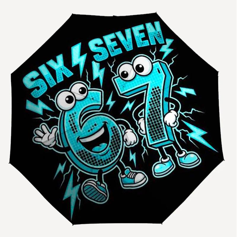 1PC Six Seven Automatic Open/Close Umbrella with Windproof, 8-Rib Sturdy Canopy, Durable Ribs, Fashionable Design,1229A