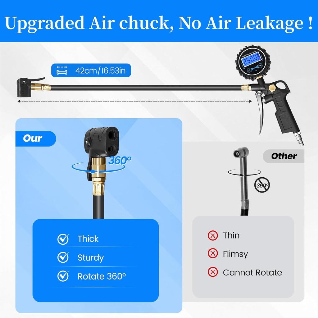 Digital Bike Tire Pressure Gauge, Presta Valve Adaptor, Schrader To Presta Valve Adapter For Air Compressor, Schrader Valve Adapter, Easiest Use