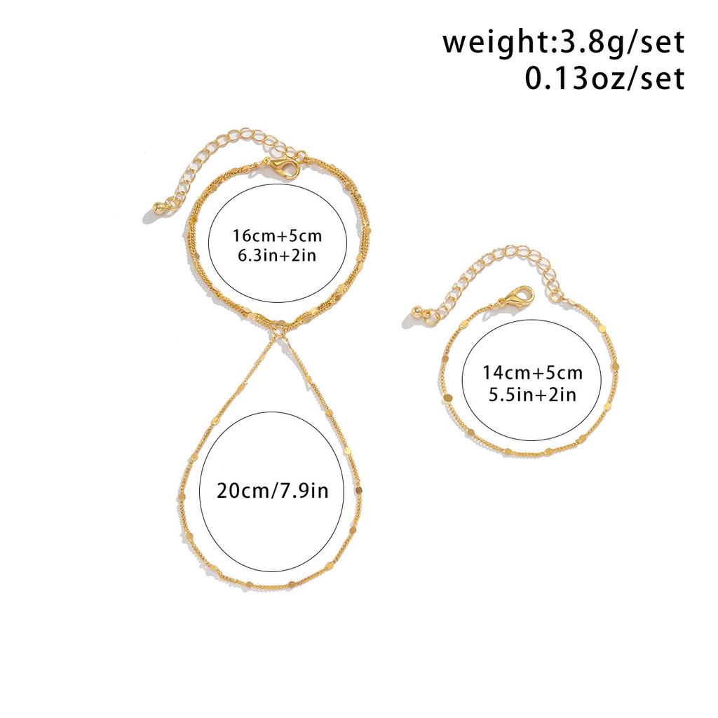 Ensemble de bracelets de doigt à chaîne fine à paillettes multicouches, bijoux simples style métal froid pour femmes