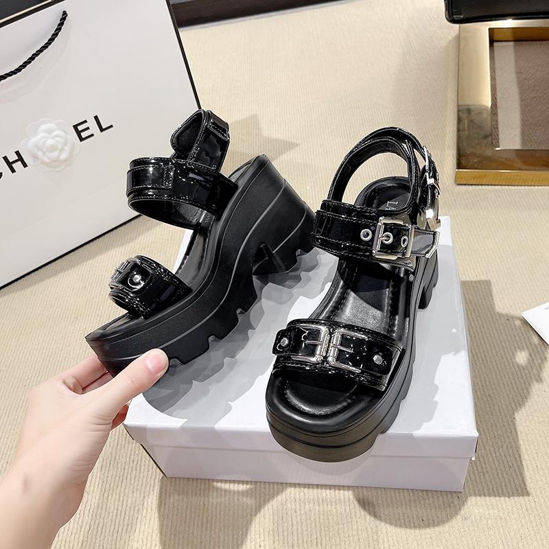 Fashion 10CM Summer Hollowed-out Breathable Thin Sandals Women New All-match High-heeled Platform Sandals Punk Thick Heel Shoes Size 42
