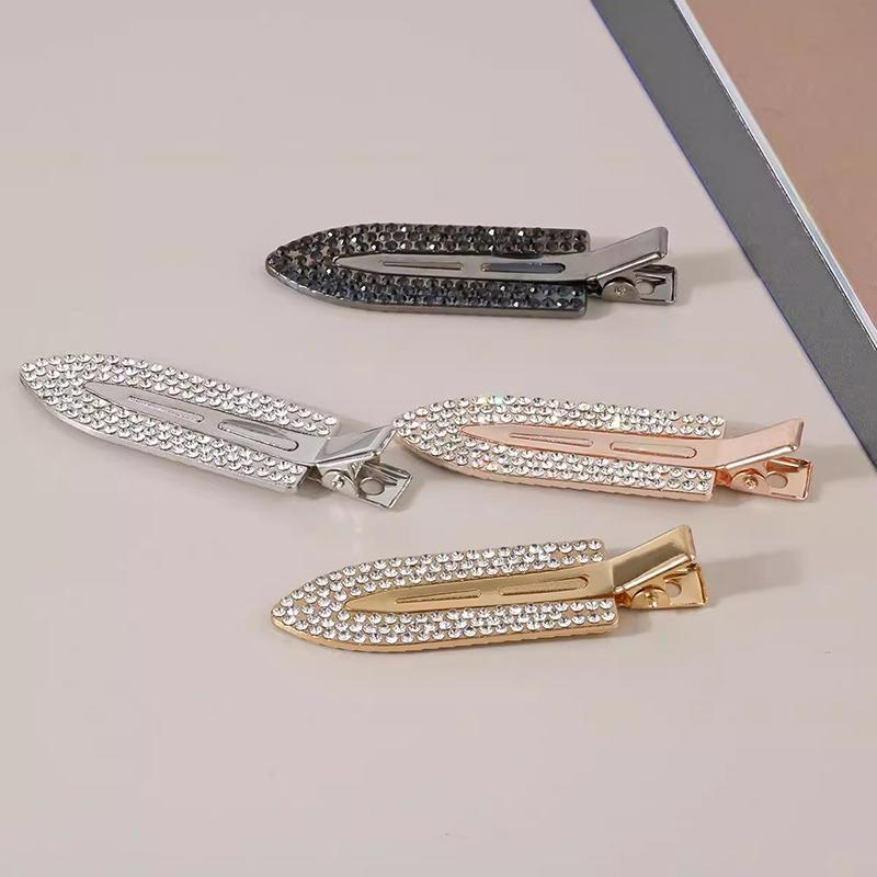 Alloy Diamond Seamless Hairpin Fashion Creative Shovel Shaped Duckbill Clip Rhinestone Bangs Clips For Girls Hair Accessories