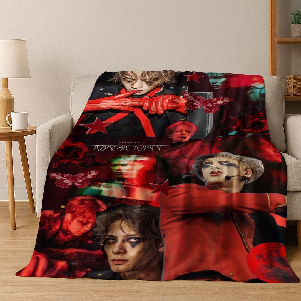 3D Jackson Wang Art Singer Star Flannel Blanket,Cozy Soft Throw Blanket for Home Bedroom Bed Sofa Picnic Office Cover Kids Gift