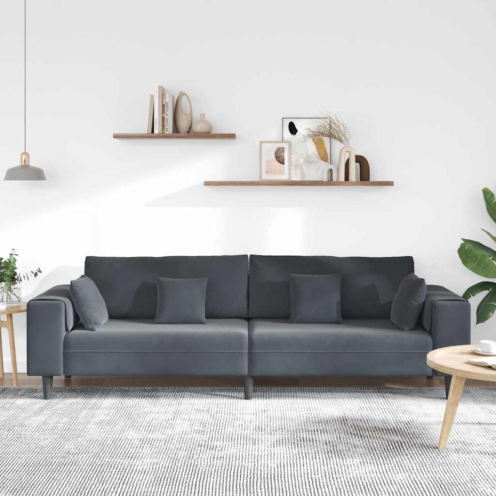 Dark Grey Sofa 250 X 77 X 76 Cm Velvet