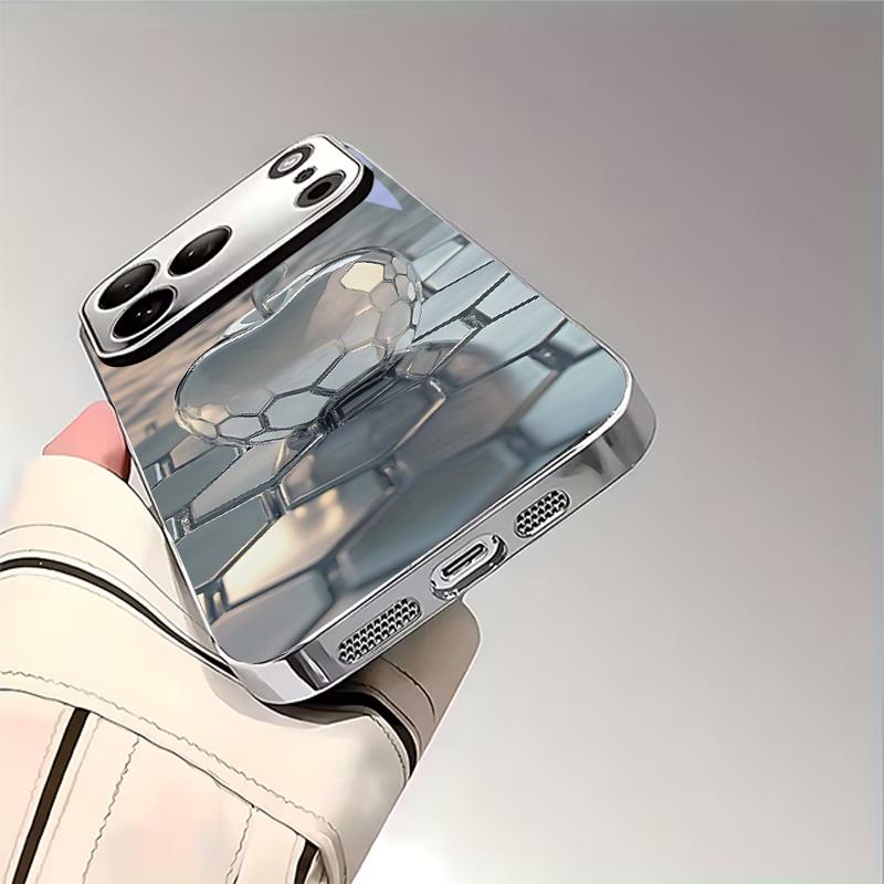 Honeycomb Crystal Fruit Electroplated Silver Phone Case For iPhone 16 17 15 14 13 12 11 Pro Max Plus 16E 17Air XR 7 8 XS Cover