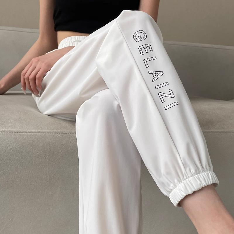 Quick-drying pants new high-waisted casual sweatpants summer loose ice silk sunscreen thin sweatpants children