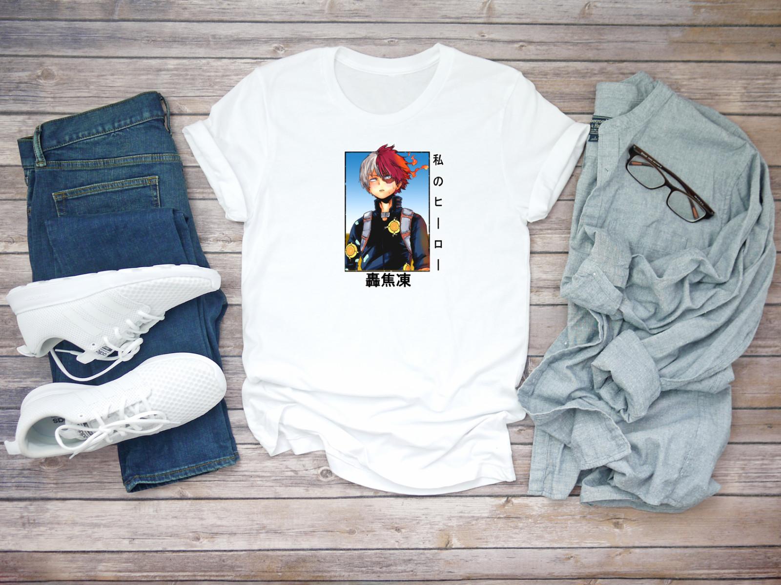 Todoroki Shoto Manga Series Anime Design Short Sleeve Men T-shirt F236 S