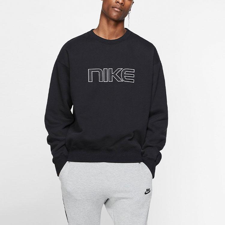 Nike Letter Logo Crew Neck Sweatshirt Men Tops Black AV8276-010