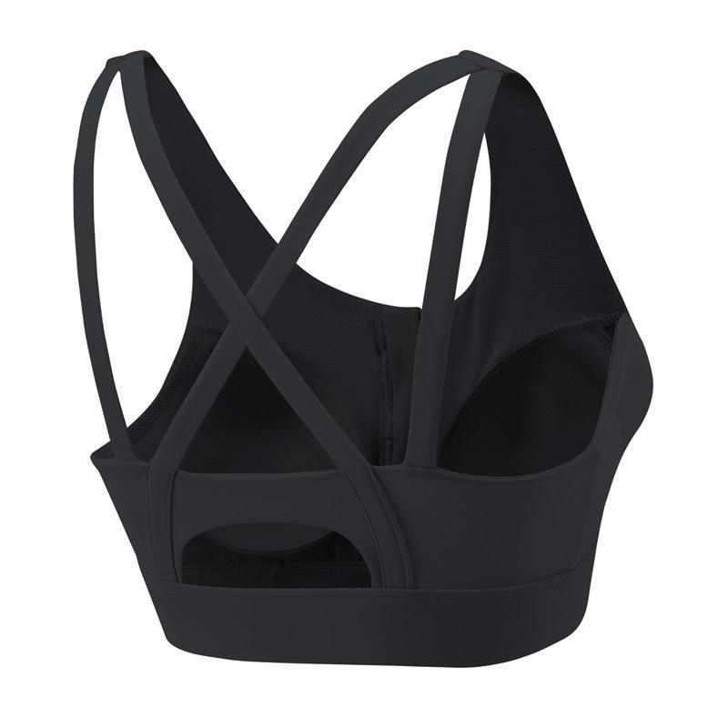 High-strength Shockproof Gathered Fitness Wear with Fixed Cups Thin and Beautiful Back Yoga Wear Front Zipper Sports Bra