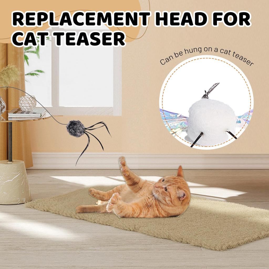 3 of Ni Cat Toy, Cat Teaser, Cat Toy, Natural Rabbit Hair, Feather Replacement, Fluffy Fur Ball, Natural and Safe, Helps Excited Cats Relieve