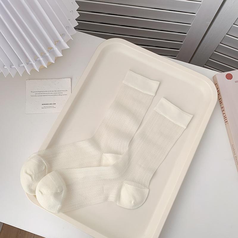 

Female Summer Ultra Thin Hollow Mesh Solid Color All Go Boneless In The Tube Stack Socks 1 pair білий