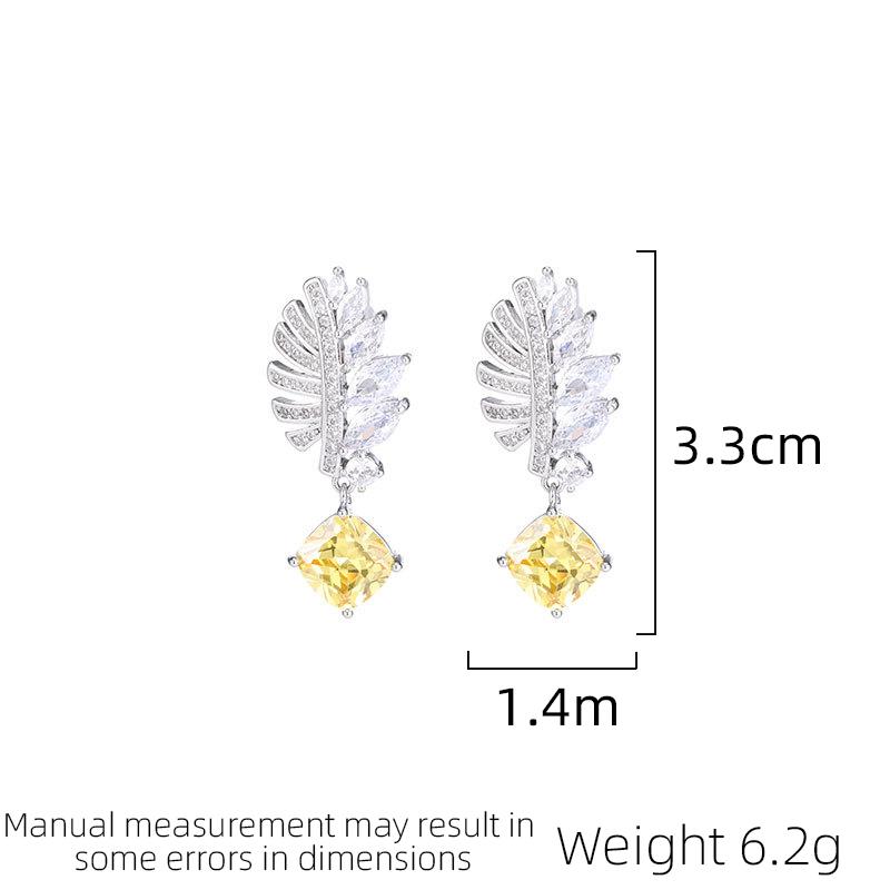 New Fashion Women's Designer Light Luxury Earrings Micro Set With Zircon Elegant And Versatile Leaf Earring Accessories