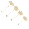 4pcs Metal Bookmarks with Chain Four Patterns Hollow Thin Golden Brass Metal Bookmarks