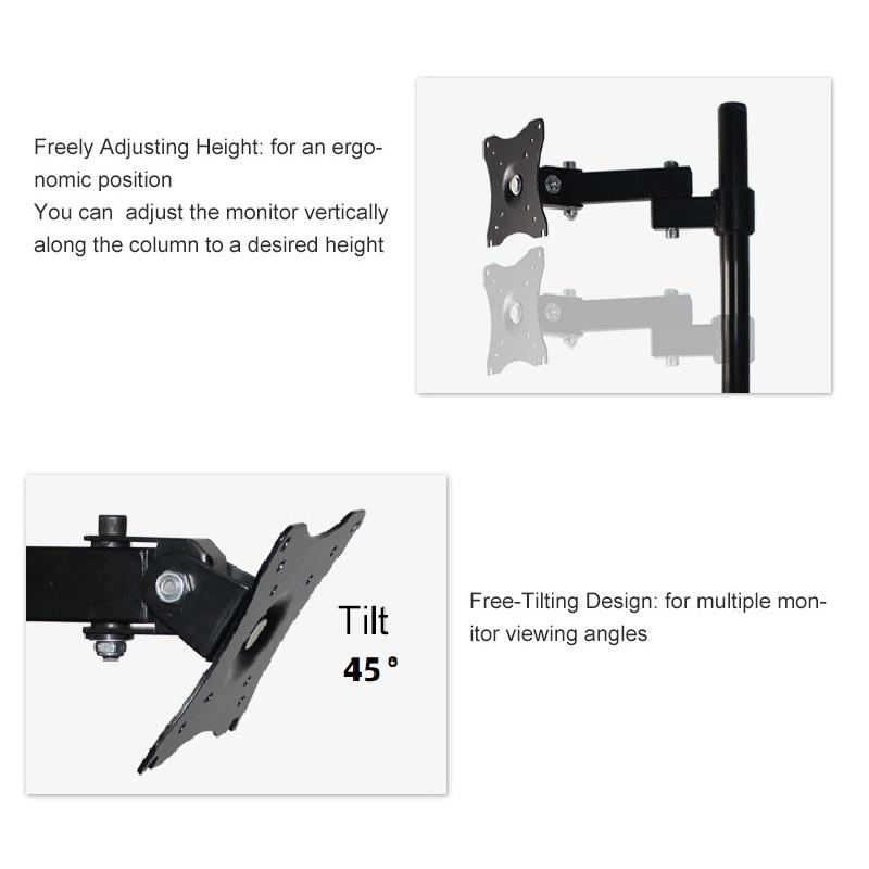 Monitor Universal Extension Arm Black White Desktop Stand Full Motion Steel Suporte Monitor Holder 14"-27" Mount Bracket