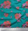 Soimoi Black Japan Crepe Satin Fabric Leaves & Rose Floral Fabric Prints Meter 42 Inch